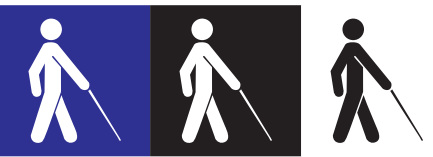 International symbol for facilities accessible to people who are blind or have low vision.