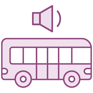 A bus with a low volume icon above it.