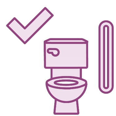 A tick next to an accessible toilet.