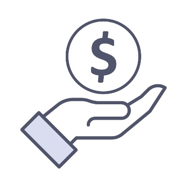 A hand with a money icon above it.