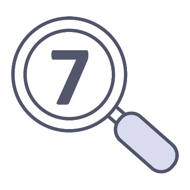 A magnifying glass showing the number 7.