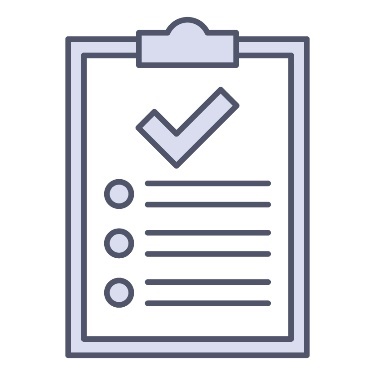 A clipboard with a tick and a list on it.