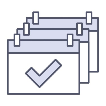 A stack of calendars. The first calendar has a tick on it.