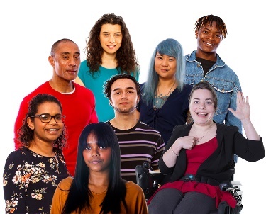 A group of people from different backgrounds.