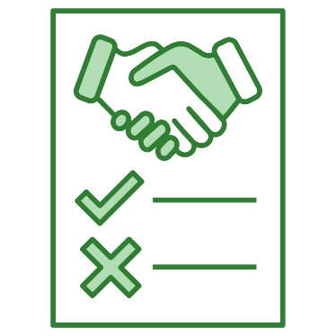 A set of rules with a handshake icon on it.