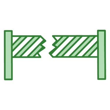 A barrier that is broken in the middle.