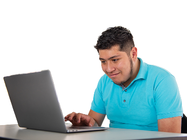 A person using a laptop.