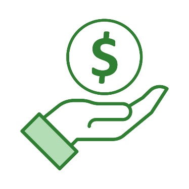 A hand with a money icon above it.