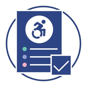 A document with a disability icon on it next to a tick.
