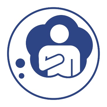 A thought bubble that shows a person pointing to themself.