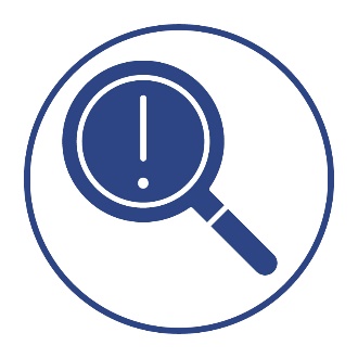 A magnifying glass and an importance icon.