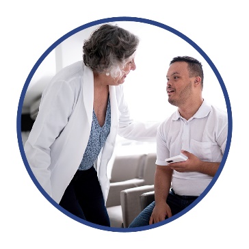 A doctor supporting someone. 