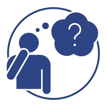 A person with a thought bubble that shows a question mark. 