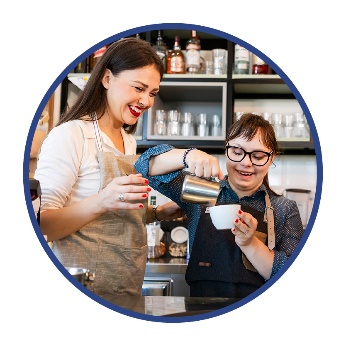 A person with disability pouring a cup of coffee.