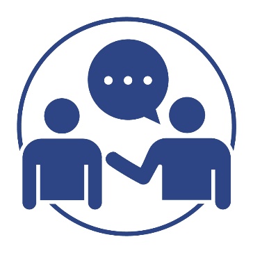 2 people next to each other. Above them is a speech bubble.